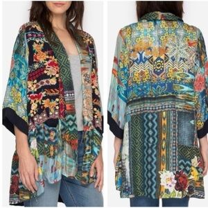 Johnny Was Koben  Embroidered Silk Twill Kimono GORGEOUS DESIGN AND RARE NWT